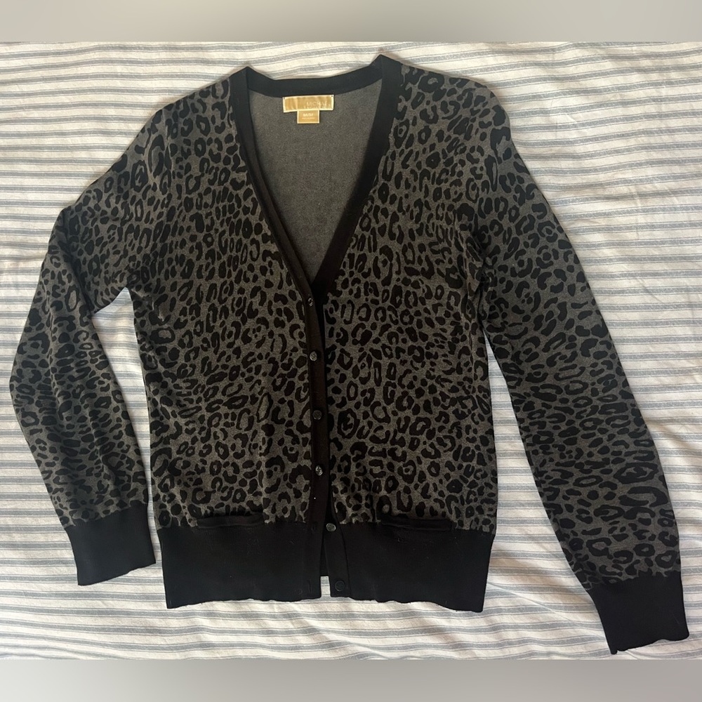 Black and grey Leopard print Cardigan
